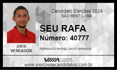 Candidato SEU RAFA 2024 - SÃO BENTO - Eleições