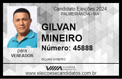 Candidato GILVAN MINEIRO 2024 - PALMEIRÂNDIA - Eleições