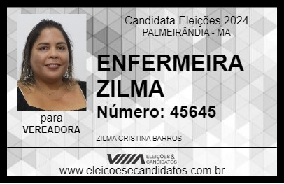 Candidato ENFERMEIRA ZILMA 2024 - PALMEIRÂNDIA - Eleições