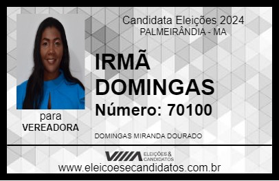 Candidato IRMÃ DOMINGAS 2024 - PALMEIRÂNDIA - Eleições