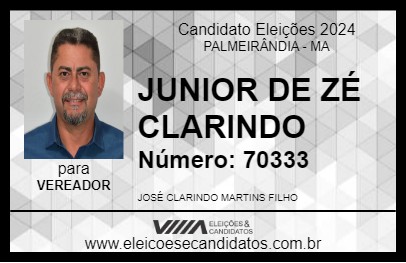 Candidato JUNIOR DE ZÉ CLARINDO 2024 - PALMEIRÂNDIA - Eleições