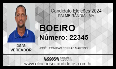 Candidato BOEIRO 2024 - PALMEIRÂNDIA - Eleições