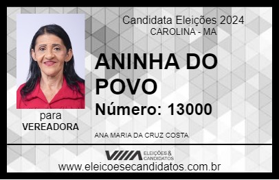 Candidato ANINHA DO POVO 2024 - CAROLINA - Eleições