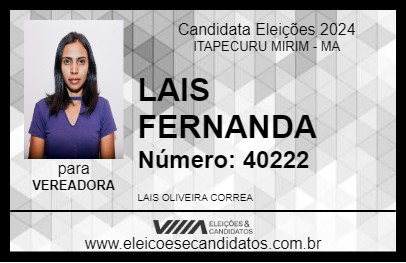 Candidato LAIS FERNANDA 2024 - ITAPECURU MIRIM - Eleições