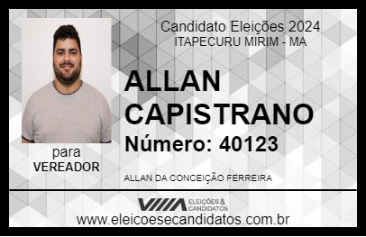 Candidato ALLAN CAPISTRANO 2024 - ITAPECURU MIRIM - Eleições