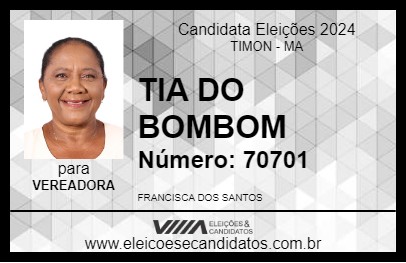 Candidato TIA DO BOMBOM 2024 - TIMON - Eleições