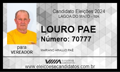 Candidato LOURO PAE 2024 - LAGOA DO MATO - Eleições