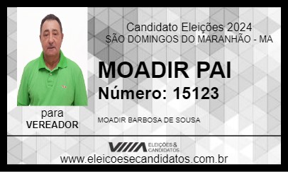 Candidato MOADIR PAI 2024 - SÃO DOMINGOS DO MARANHÃO - Eleições