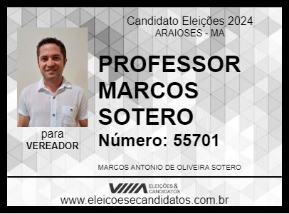 Candidato PROFESSOR MARCOS SOTERO 2024 - ARAIOSES - Eleições