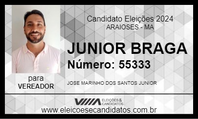 Candidato JUNIOR BRAGA 2024 - ARAIOSES - Eleições