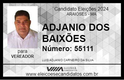 Candidato ADJANIO DOS BAIXÕES 2024 - ARAIOSES - Eleições