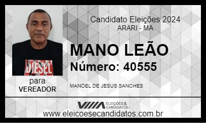 Candidato MANO LEÃO 2024 - ARARI - Eleições