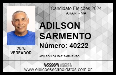 Candidato ADILSON SARMENTO 2024 - ARARI - Eleições