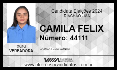 Candidato CAMILA FELIX 2024 - RIACHÃO - Eleições