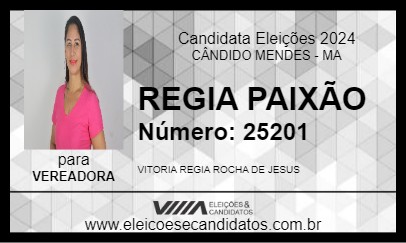 Candidato REGIA PAIXÃO 2024 - CÂNDIDO MENDES - Eleições