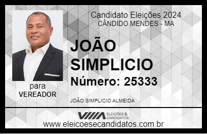 Candidato JOÃO SIMPLICIO 2024 - CÂNDIDO MENDES - Eleições