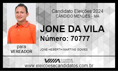 Candidato JONE DA VILA 2024 - CÂNDIDO MENDES - Eleições