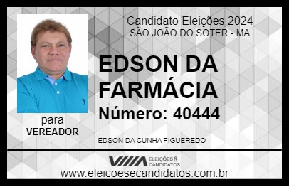 Candidato EDSON DA FARMÁCIA 2024 - SÃO JOÃO DO SOTER - Eleições