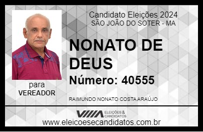 Candidato NONATO DE DEUS 2024 - SÃO JOÃO DO SOTER - Eleições