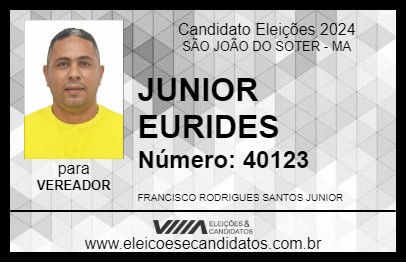 Candidato JUNIOR EURIDES 2024 - SÃO JOÃO DO SOTER - Eleições