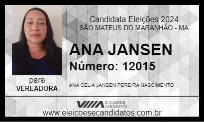 Candidato ANA JANSEN  2024 - SÃO MATEUS DO MARANHÃO - Eleições