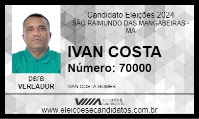 Candidato IVAN COSTA 2024 - SÃO RAIMUNDO DAS MANGABEIRAS - Eleições