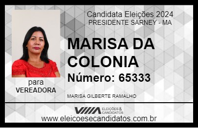 Candidato MARISA DA COLONIA 2024 - PRESIDENTE SARNEY - Eleições