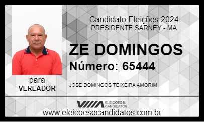 Candidato ZE DOMINGOS 2024 - PRESIDENTE SARNEY - Eleições