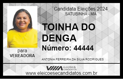 Candidato TOINHA DO DENGA 2024 - SATUBINHA - Eleições