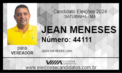 Candidato JEAN MENESES 2024 - SATUBINHA - Eleições