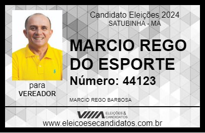 Candidato MARCIO REGO DO ESPORTE 2024 - SATUBINHA - Eleições