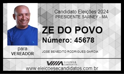 Candidato ZE DO POVO 2024 - PRESIDENTE SARNEY - Eleições