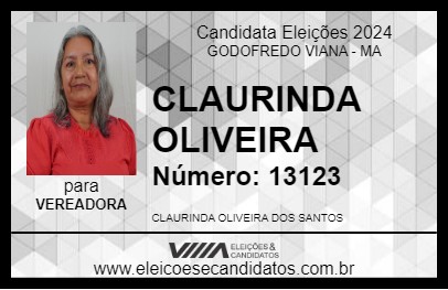 Candidato CLAURINDA OLIVEIRA 2024 - GODOFREDO VIANA - Eleições