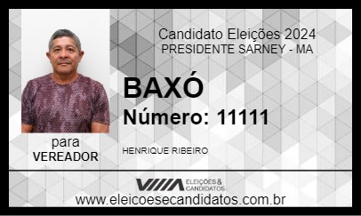 Candidato BAXÓ 2024 - PRESIDENTE SARNEY - Eleições