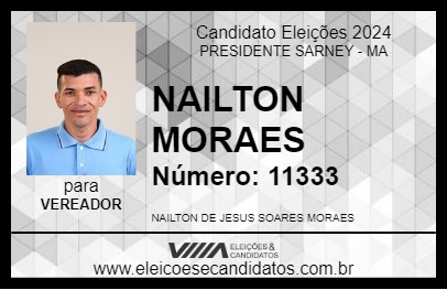 Candidato NAILTON MORAES 2024 - PRESIDENTE SARNEY - Eleições