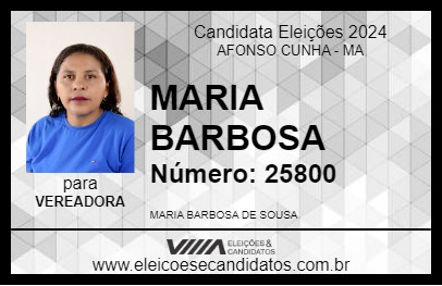 Candidato MARIA BARBOSA 2024 - AFONSO CUNHA - Eleições