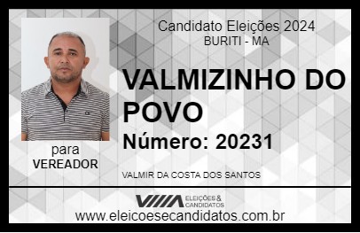 Candidato VALMIZINHO DO POVO 2024 - BURITI - Eleições