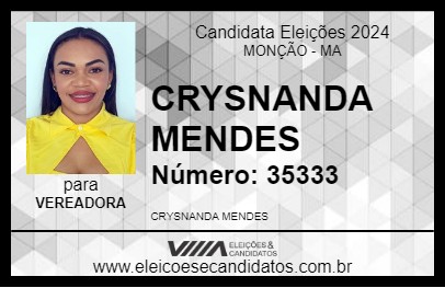 Candidato CRYSNANDA MENDES 2024 - MONÇÃO - Eleições