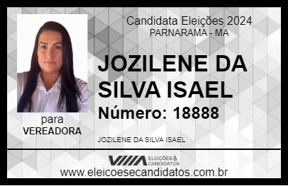 Candidato JOZILENE DA SILVA ISAEL 2024 - PARNARAMA - Eleições