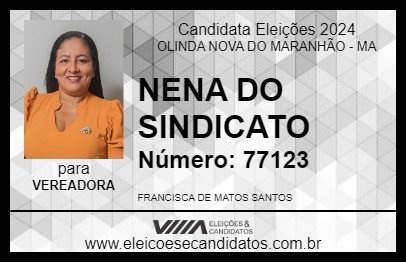 Candidato NENA DO SINDICATO 2024 - OLINDA NOVA DO MARANHÃO - Eleições