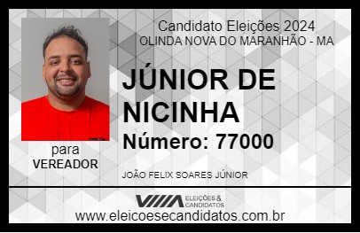 Candidato JÚNIOR DE NICINHA 2024 - OLINDA NOVA DO MARANHÃO - Eleições