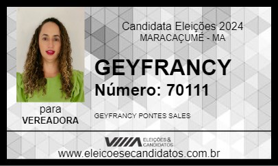 Candidato GEYFRANCY 2024 - MARACAÇUMÉ - Eleições