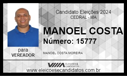 Candidato MANOEL COSTA 2024 - CEDRAL - Eleições