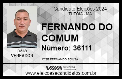 Candidato FERNANDO DO COMUM 2024 - TUTÓIA - Eleições