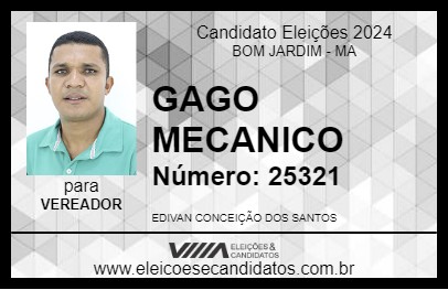 Candidato GAGO MECANICO 2024 - BOM JARDIM - Eleições