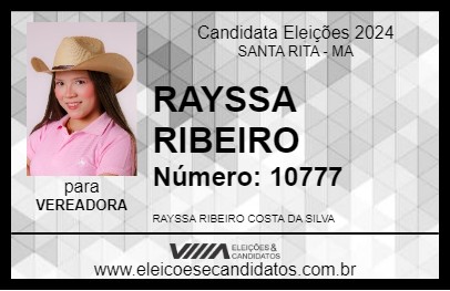 Candidato RAYSSA RIBEIRO 2024 - SANTA RITA - Eleições