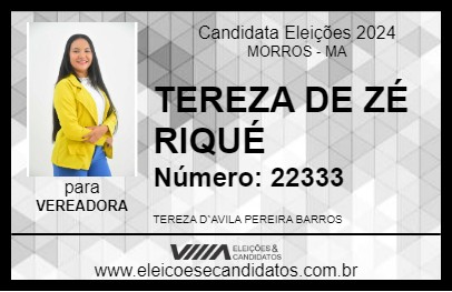 Candidato TEREZA DE ZÉ RIQUÉ 2024 - MORROS - Eleições