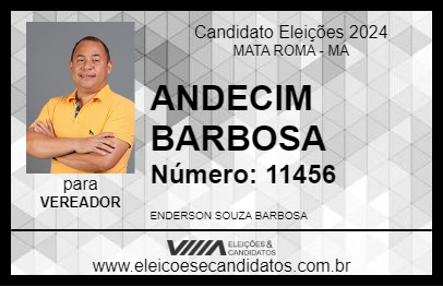 Candidato ANDECIM BARBOSA 2024 - MATA ROMA - Eleições