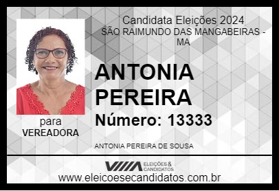 Candidato ANTONIA PEREIRA 2024 - SÃO RAIMUNDO DAS MANGABEIRAS - Eleições