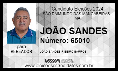 Candidato JOÃO SANDES 2024 - SÃO RAIMUNDO DAS MANGABEIRAS - Eleições